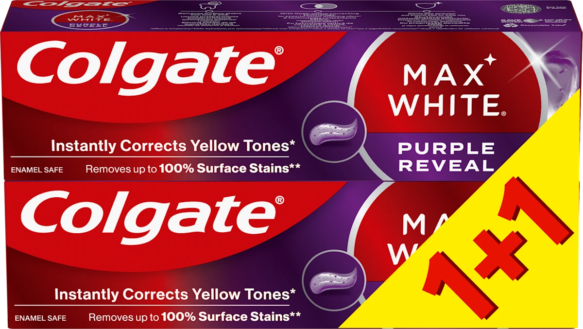 MAX WHITE PURPLE pasta za zube, 1+1 gratis, 75 ml..., 150 ml