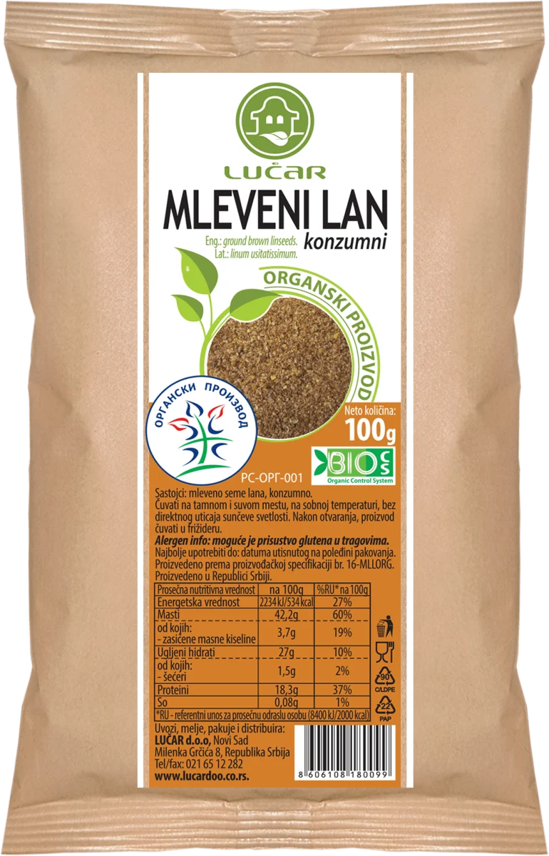 MLEVENI LAN konzumi, organski, 100 g