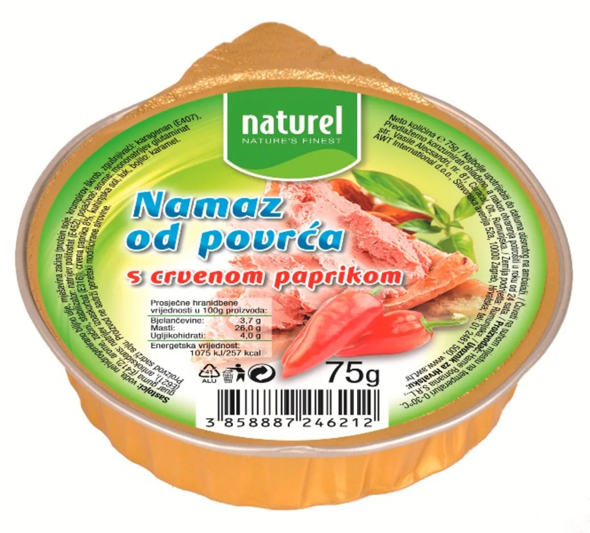 Namaz od povrća - s crvenom paprikom, 75 g