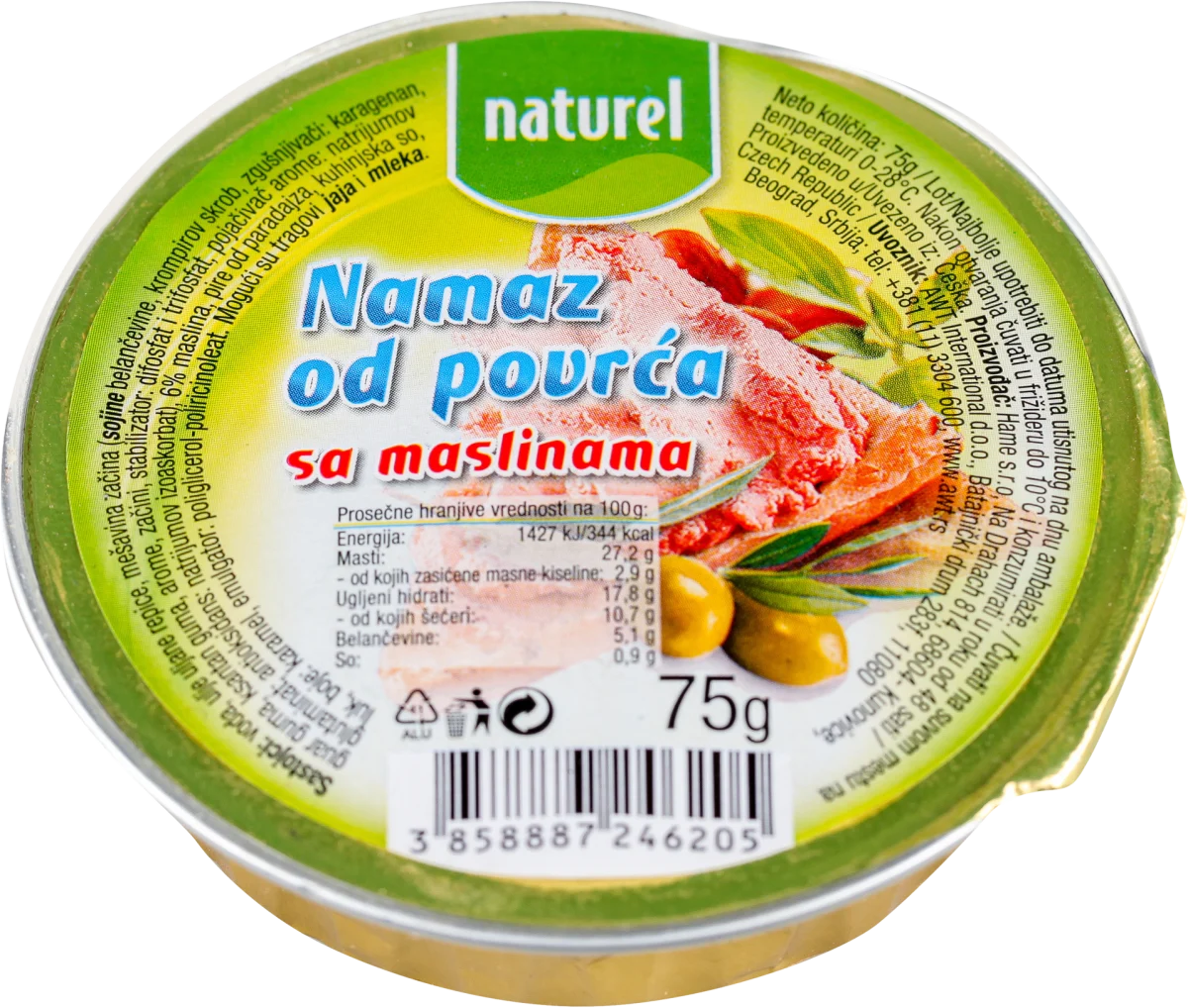 Namaz od povrća - sa maslinama, 75 g