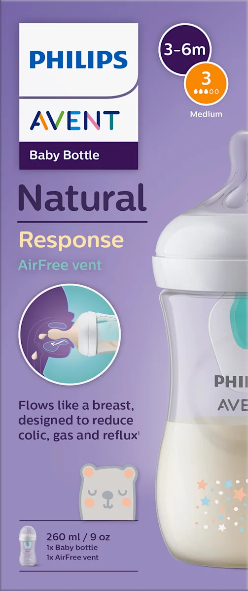 Natural Response AirFree vent plastična flašica za bebe, 3-6 meseci, zapremina: 260ml, 1 kom
