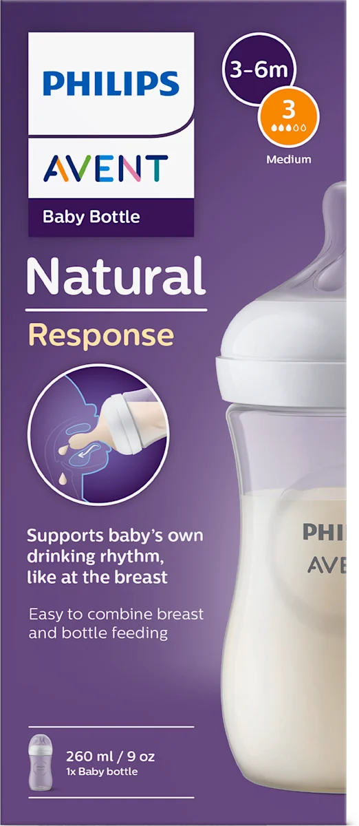 Natural Response plastična flašica za bebe, 3-6 meseci, zapremina: 260ml, 1 kom