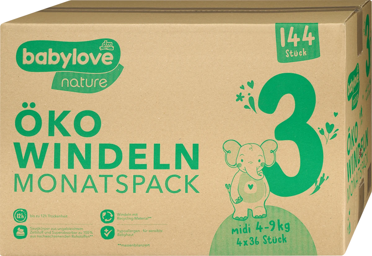 nature pelene, veličina 3 midi (4-9 kg), mesečno..., 144 kom