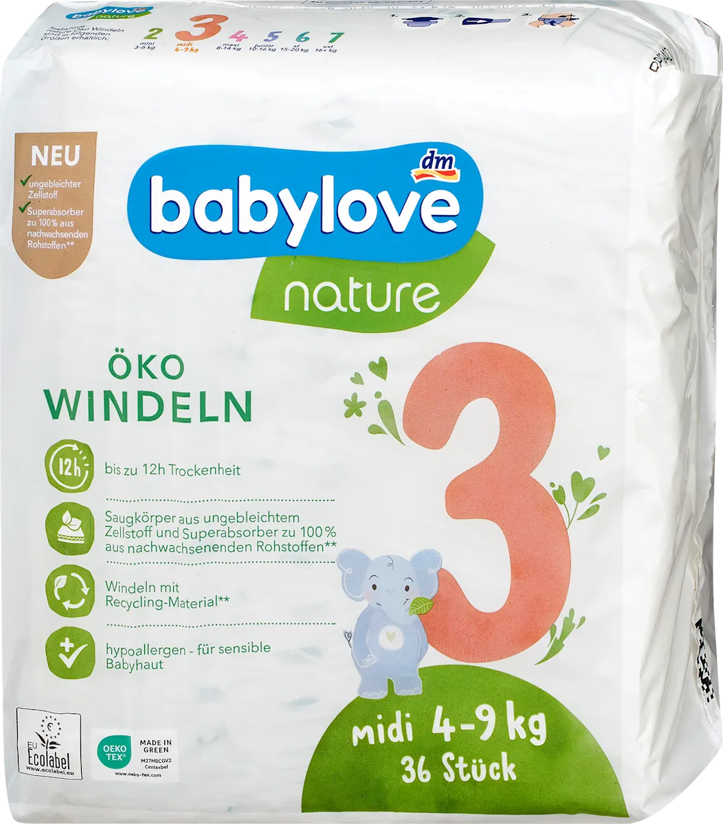 nature pelene, veličina 3 midi (4-9kg), 36 kom