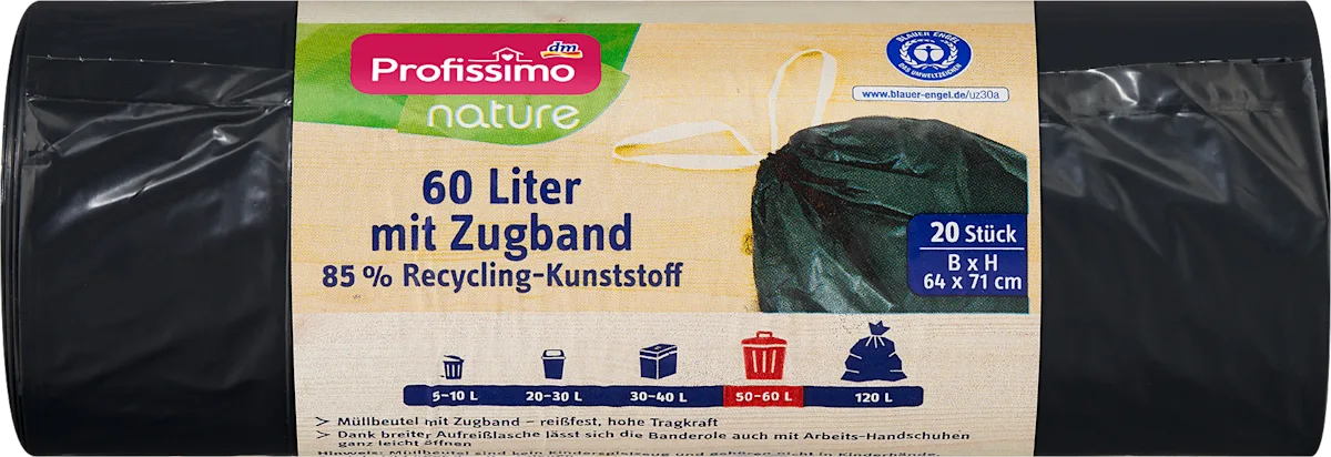 nature Recycling kese za smeće, crne, 60l, 20 kom