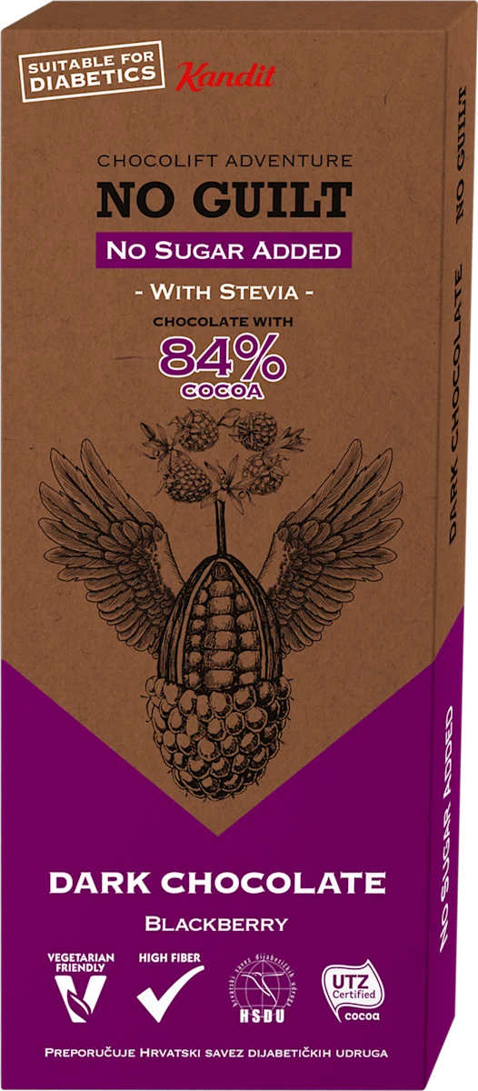 No Guilt tamna čokolada sa kupinom, 80 g