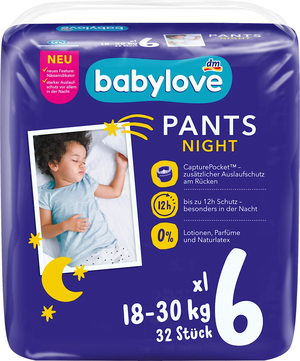 Noćne pelene gaćice, veličina 6 xl (18-30kg), 32 kom