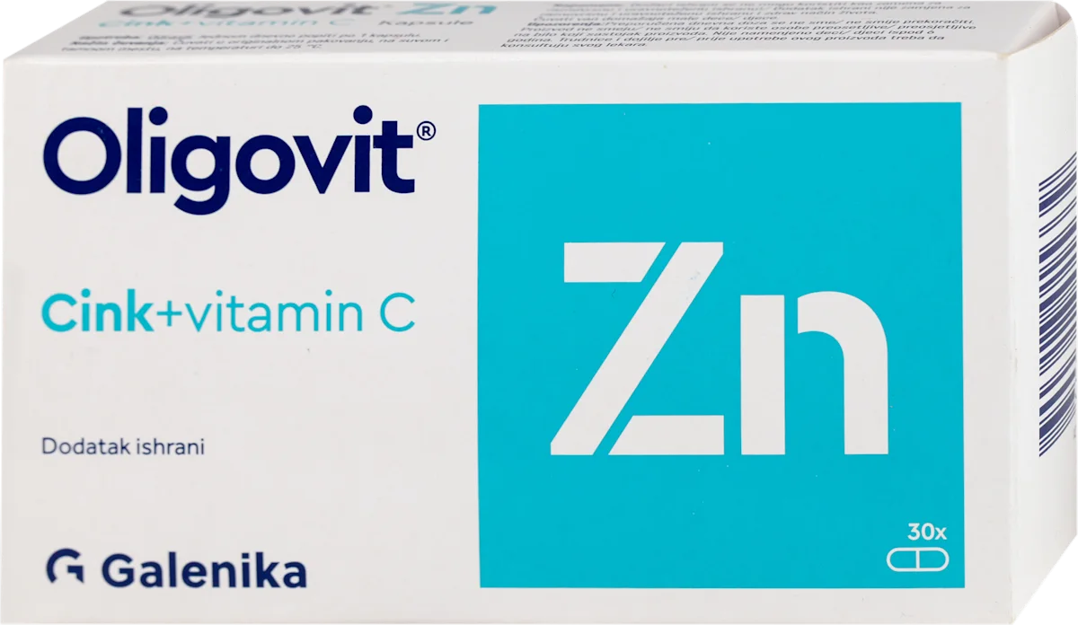 Oligovit Zn Cink + vitamin C kapsule, 30 kom