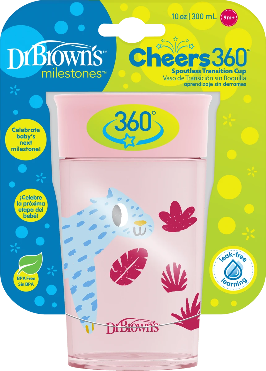 Šolja 360 stepeni - roze, od 9. meseca, 300 ml