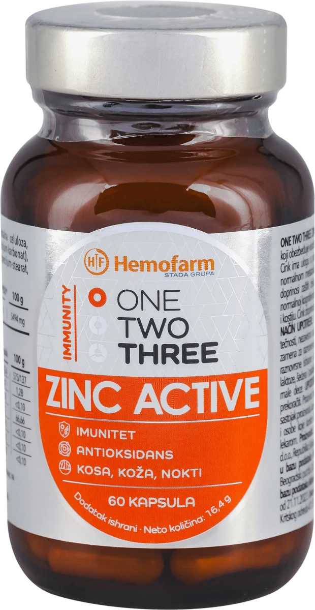 ONE TWO THREE ZINC ACTIV kapsule, 60 kom
