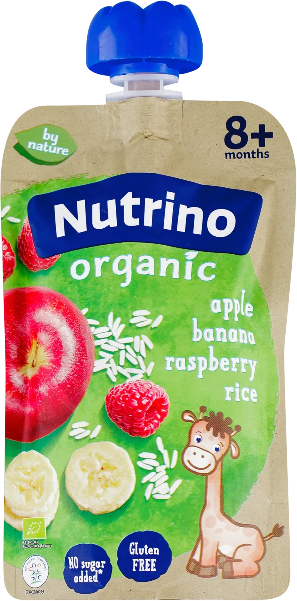 organic voćna kašica - jabuke, banane i maline sa..., 100 g
