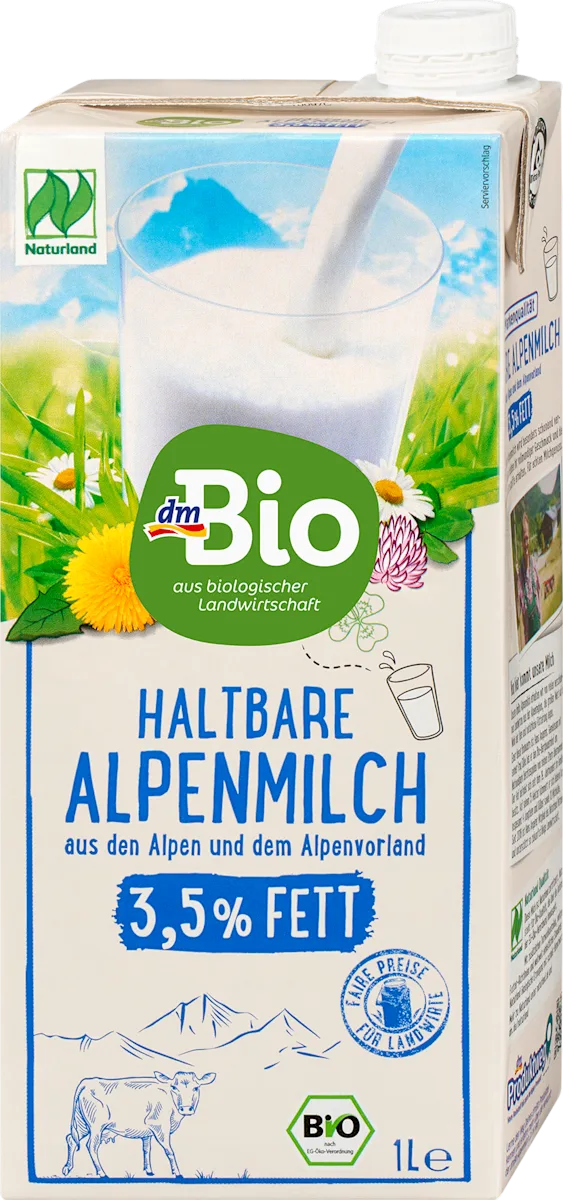 Organsko dugotrajno alpsko mleko sa 3,5% mlečne masti, 1 l
