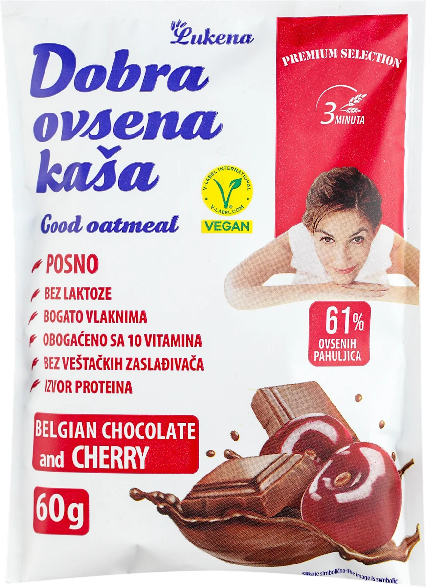 Ovsena kaša - belgijska čokolada i kisela višnja, 60 g