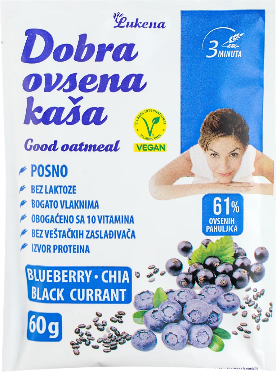 Ovsena kaša - borovnica, čia seme i crna ribizla, 60 g