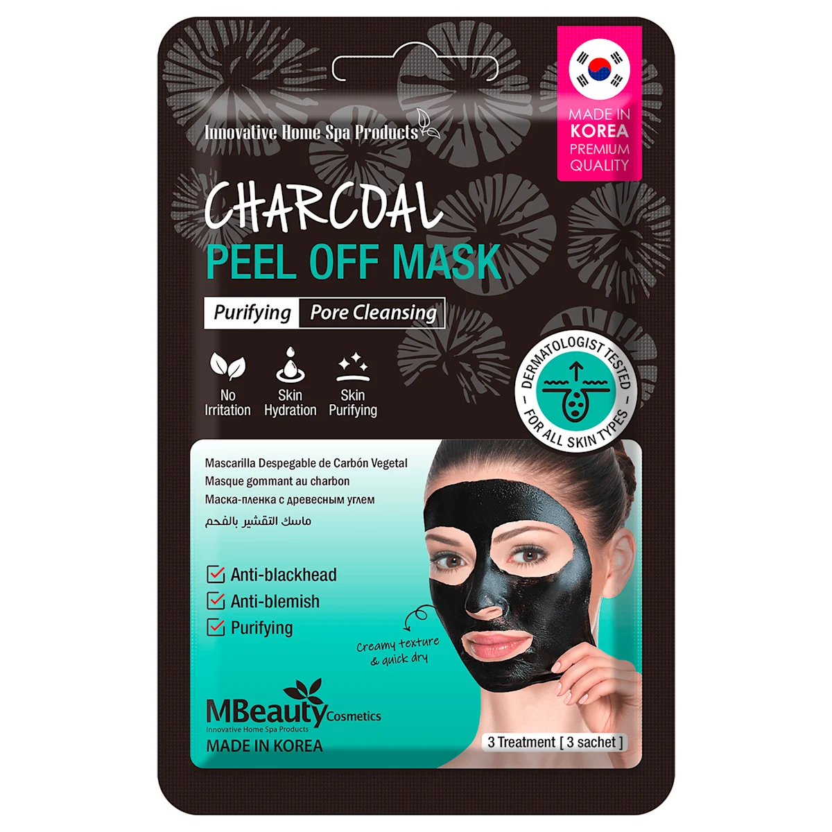 PEEL OFF Detox - maska za lice sa ugljem, 3 kom