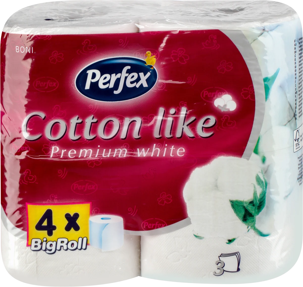 Perfex Cotton like Premium white 3-slojni, 4 kom