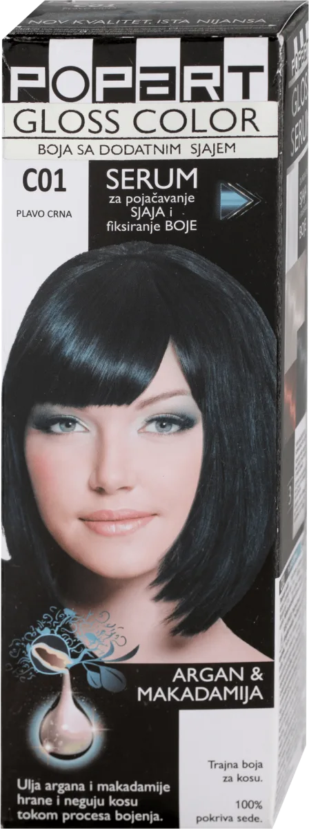 POPART GLOSS COLOR C01 - PLAVO CRNA boja za kosu, 1 kom