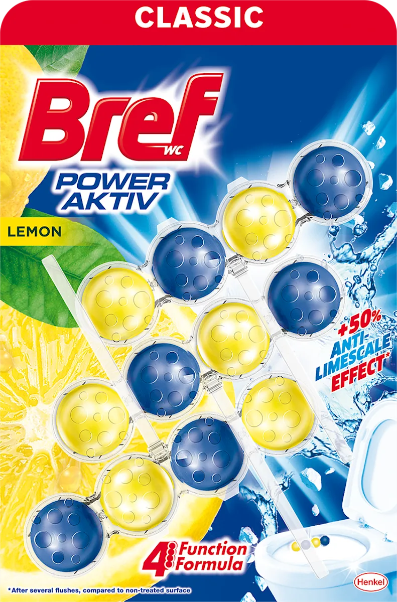 POWER AKTIV LEMON - WC osveživač, 3x50g, 150 g