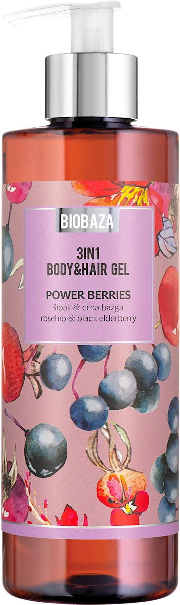 POWER BERRIES 3u1 gel za tuširanje - šipak i crna..., 400 ml