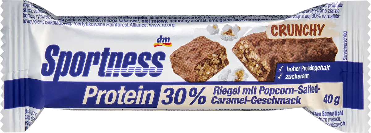 Proteinska pločica sa ukusom hrskavih kokica i slane karamele 30%, sa zaslađivačem, 40 g