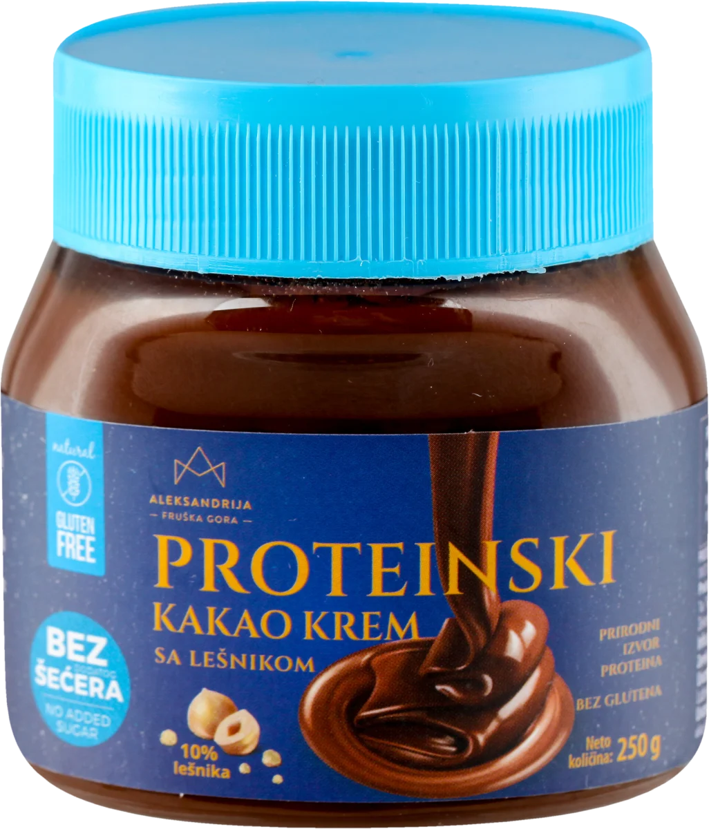 PROTEINSKI KAKAO KREM SA LEŠNIKOM, bez glutena, 250 g