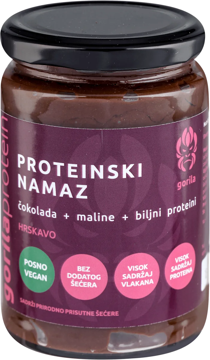 PROTEINSKI NAMAZ - čokolada+malina+biljni proteini, 375 g