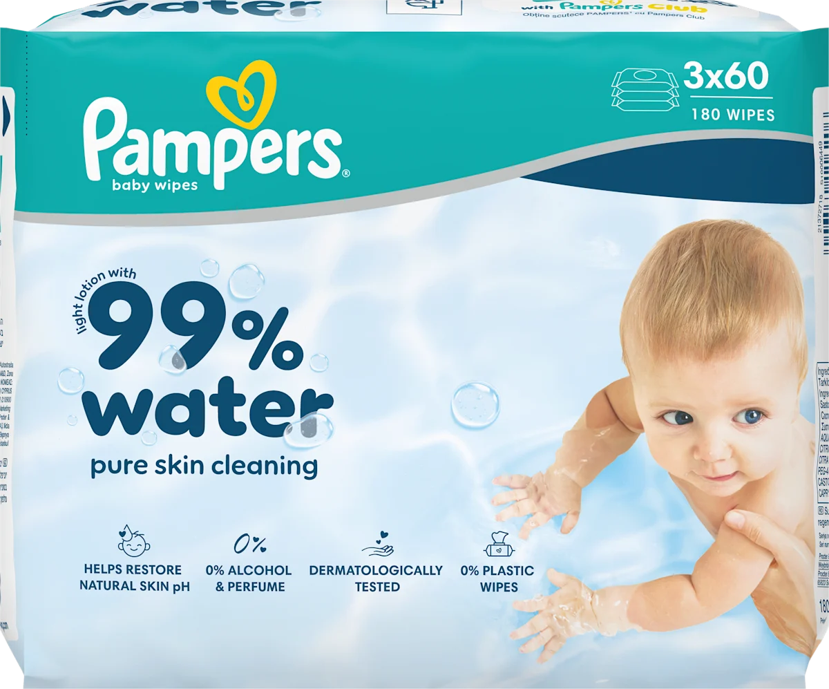 pure skin cleaning 99% voda vlažne maramice za bebe, 180 kom