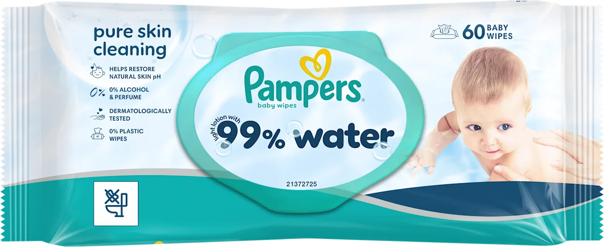 pure skin cleaning 99% voda vlažne maramice za bebe, 60 kom