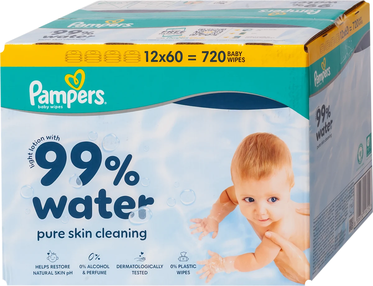 pure skin cleaning 99% voda vlažne maramice za bebe, 720 kom
