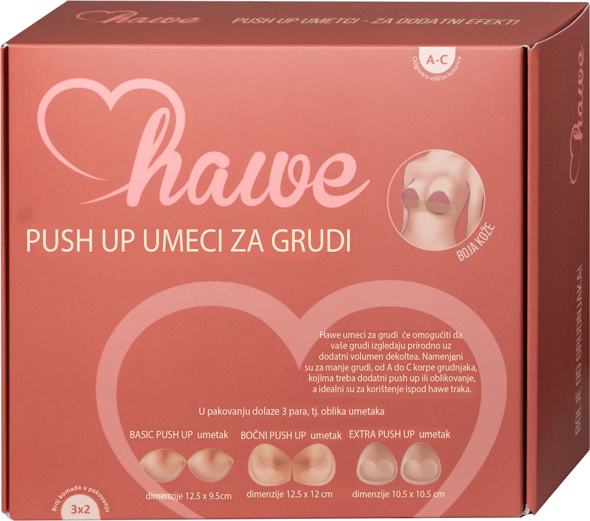 Push up umeci za grudi + vrećica za pranje, 1 kom