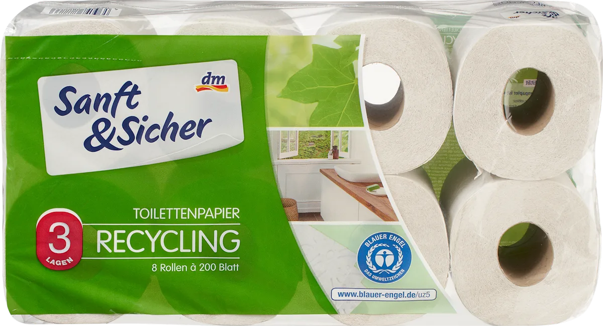 Reciklirani toaletni papir, 3-slojni, 8 kom