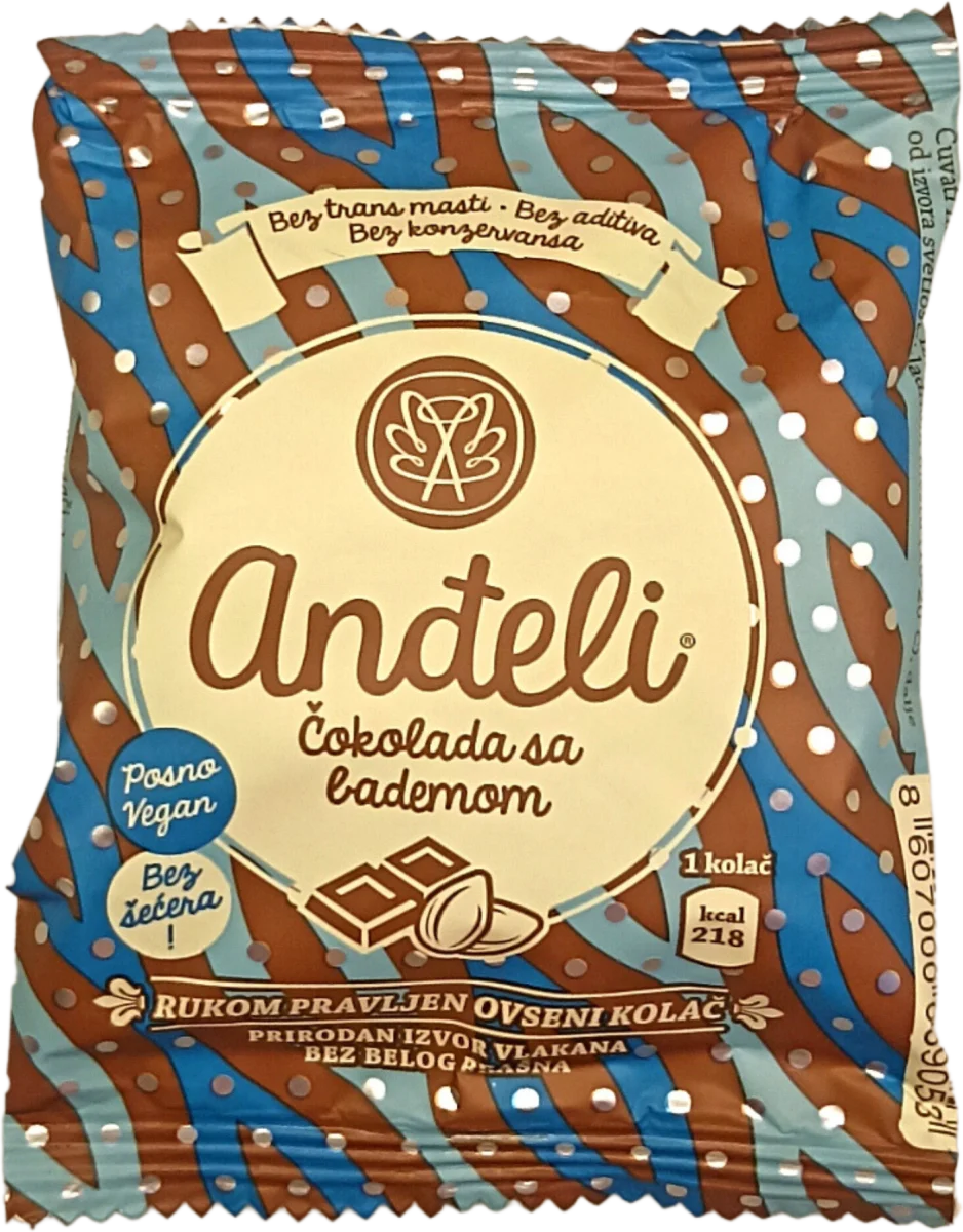 Rukom pravljen ovseni kolač - čokolada sa bademom, 50 g