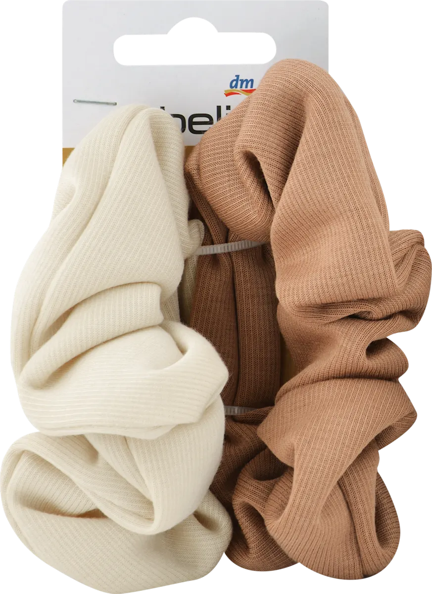 Scrunchie gumice za kosu - bež i braon, 2 kom