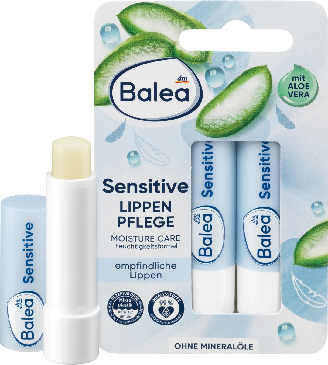 Sensitive MOISTURE CARE balzam za usne - duplo..., 9,6 g