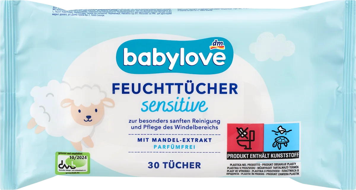 sensitive vlažne maramice za bebe sa ekstraktom badema, 30 kom