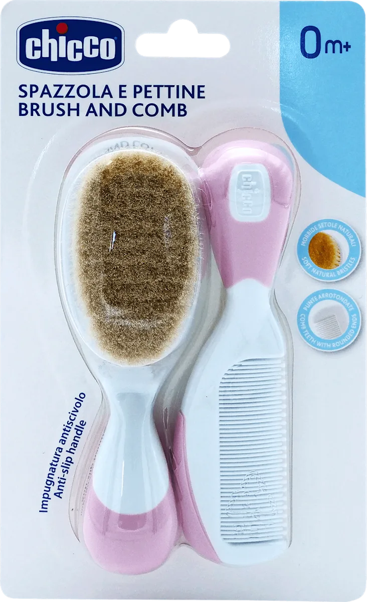 Set češalj i četka za bebe- roze, od rođenja, 1 kom