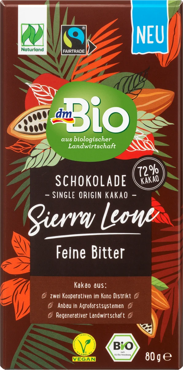 Sierra Leone gorka čokolada sa 72 % kakaa, 80 g