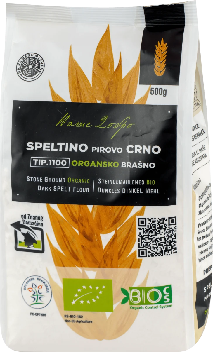 SPELTINO CRNO ORGANSKO BRAŠNO - tip 1100, 500 g