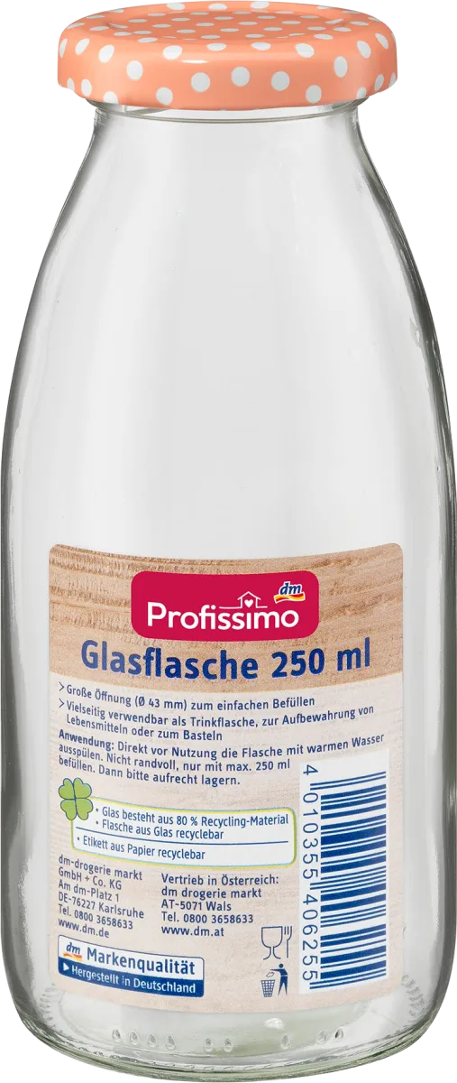 Staklena boca, zapremina: 250ml, više vrsta, 1 kom