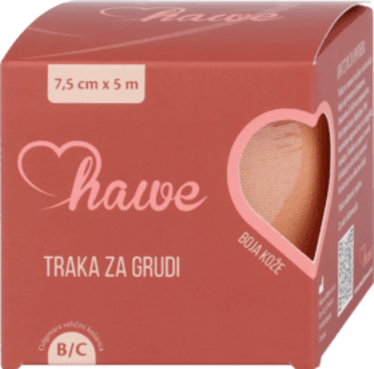 Traka za grudi 7,5 cm x 5 m, u boji kože, 1 kom