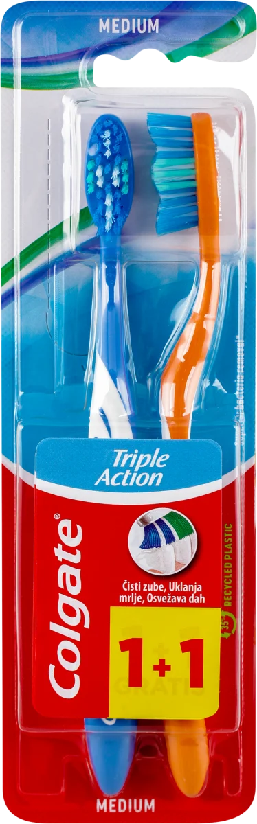 Triple Action četkice za zube - medium, 2 kom