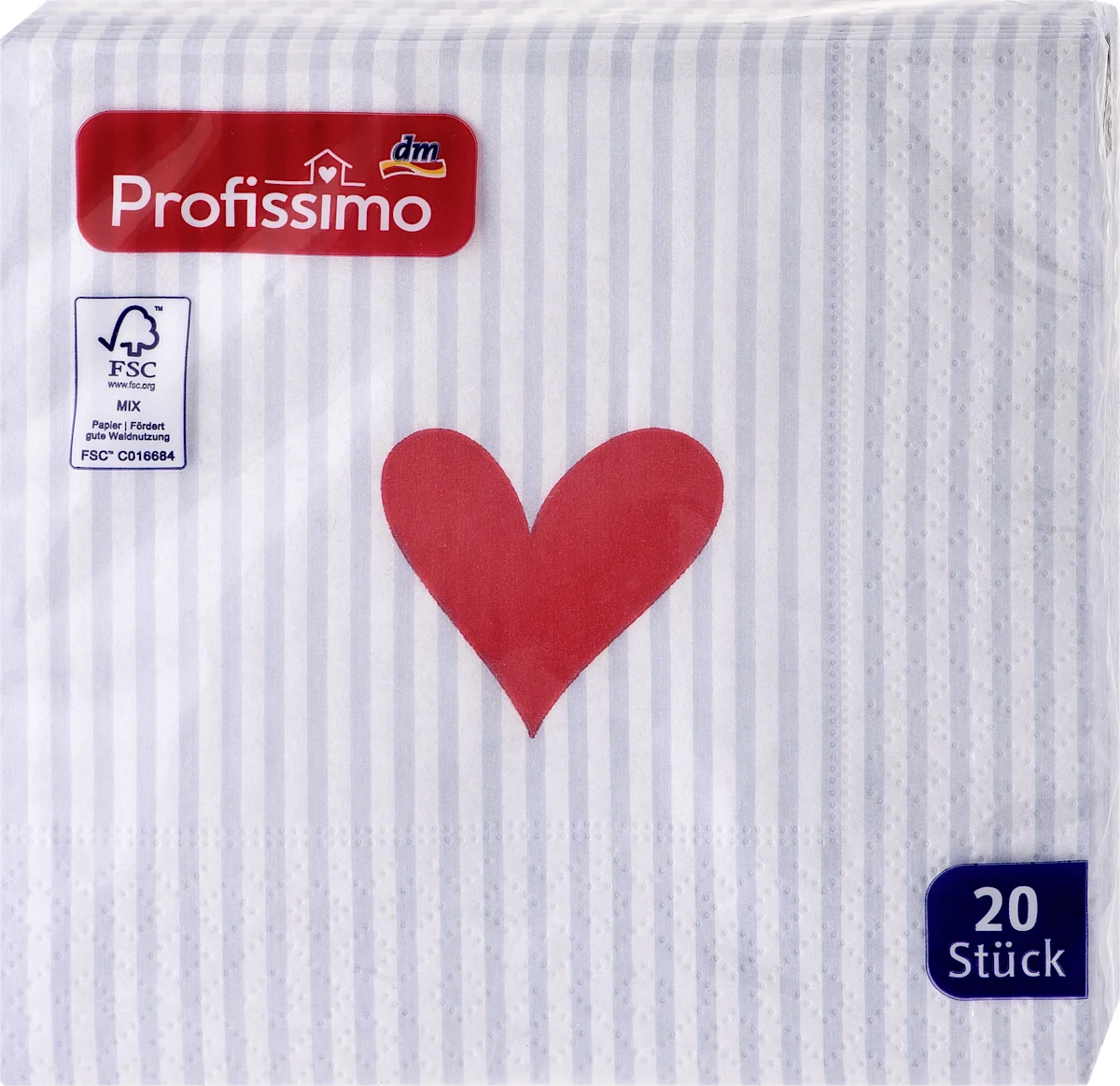 Troslojne salvete - motiv: srce, 25x25cm, 20 kom