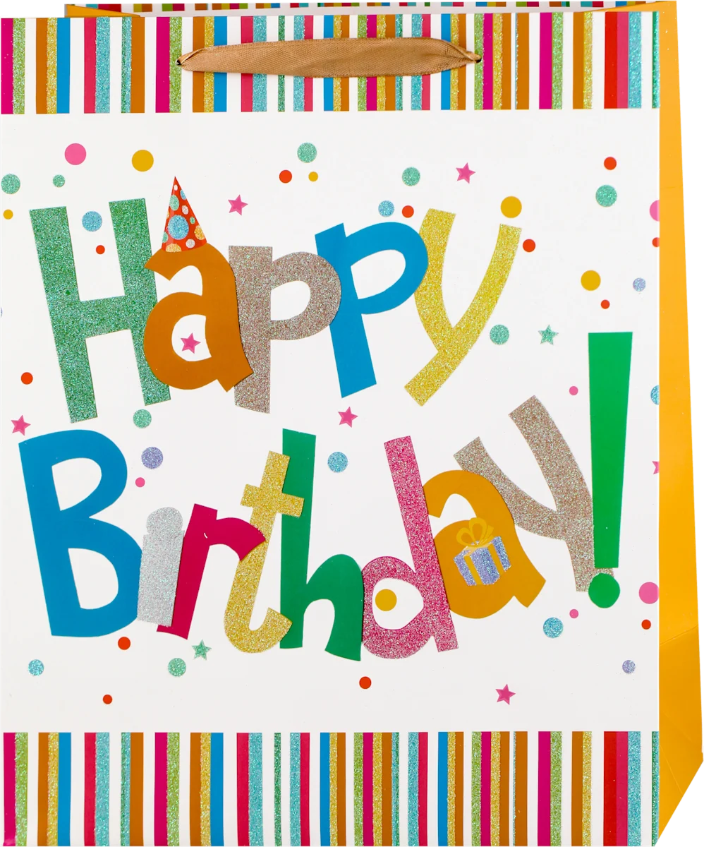 Ukrasna poklon kesa Happy Birthaday - narandžasta, 1 kom