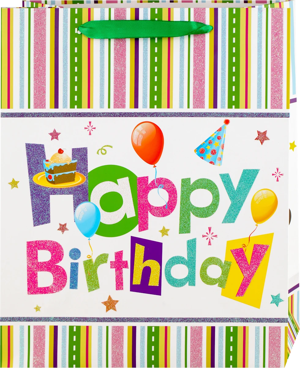 Ukrasna poklon kesa Happy Birthaday - zelena, 1 kom
