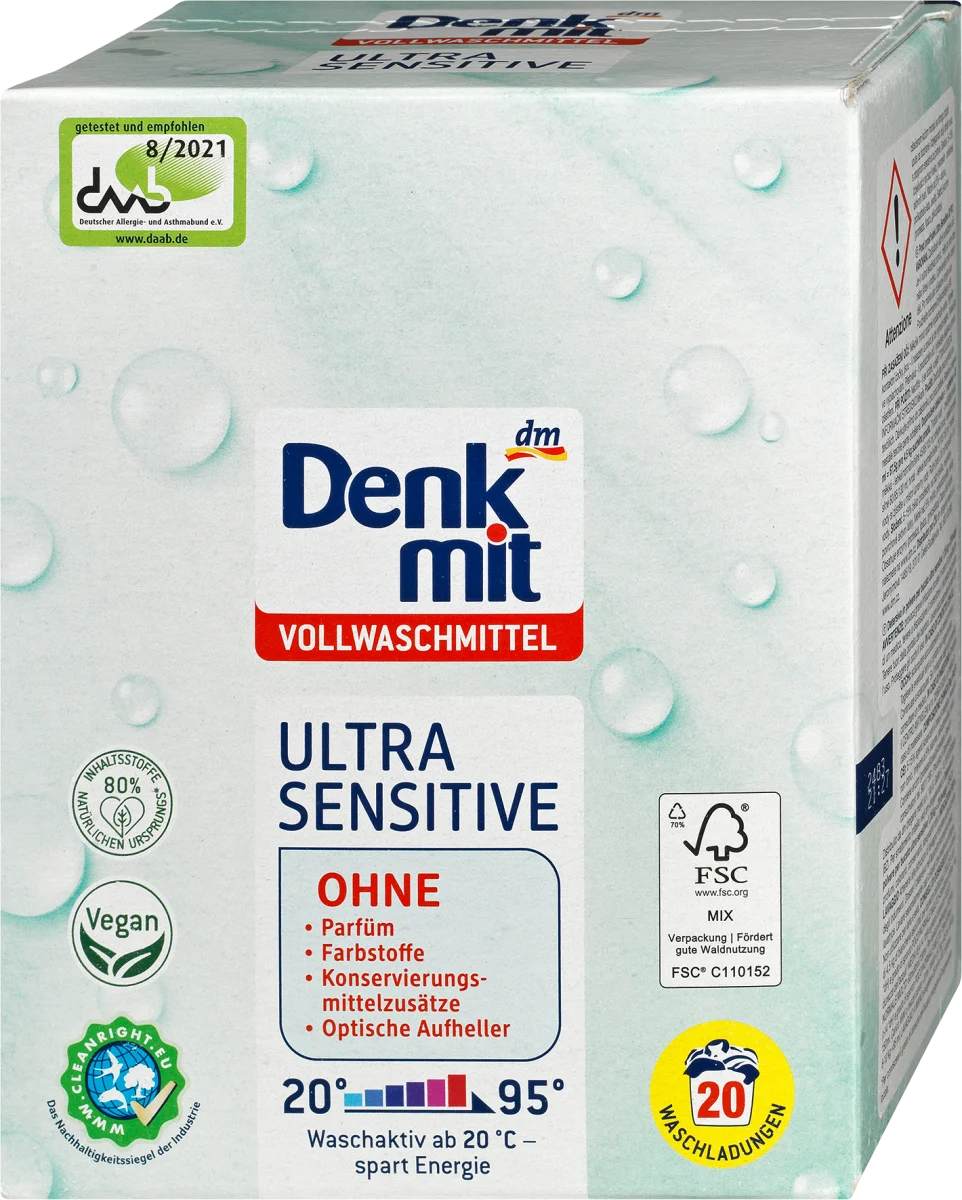 ULTRA SENSITIVE, detergent za pranje belog veša,..., 20 bp