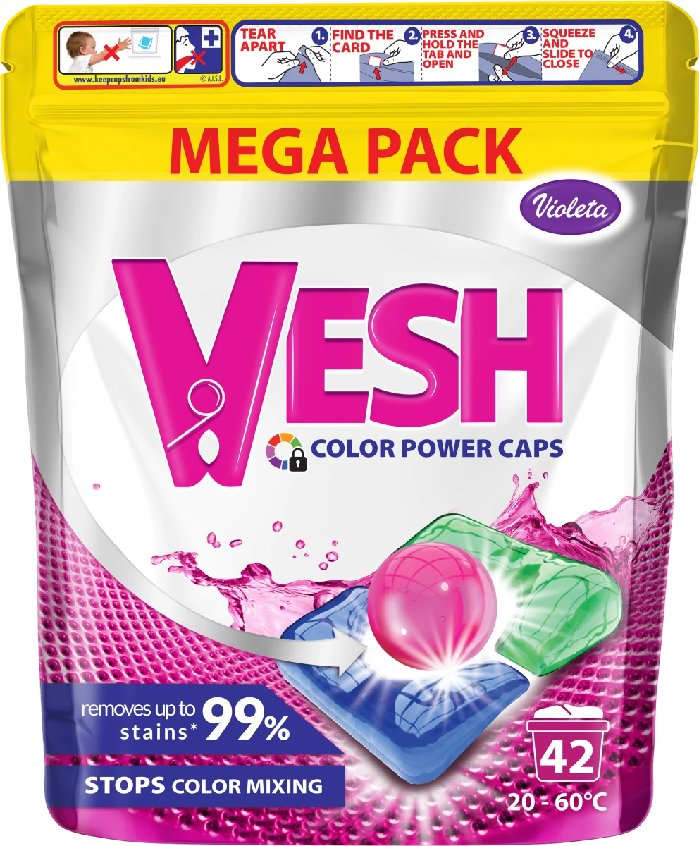 VESH COLOR POWER kapsule za pranje veša, MEGA PACK, 42 kom