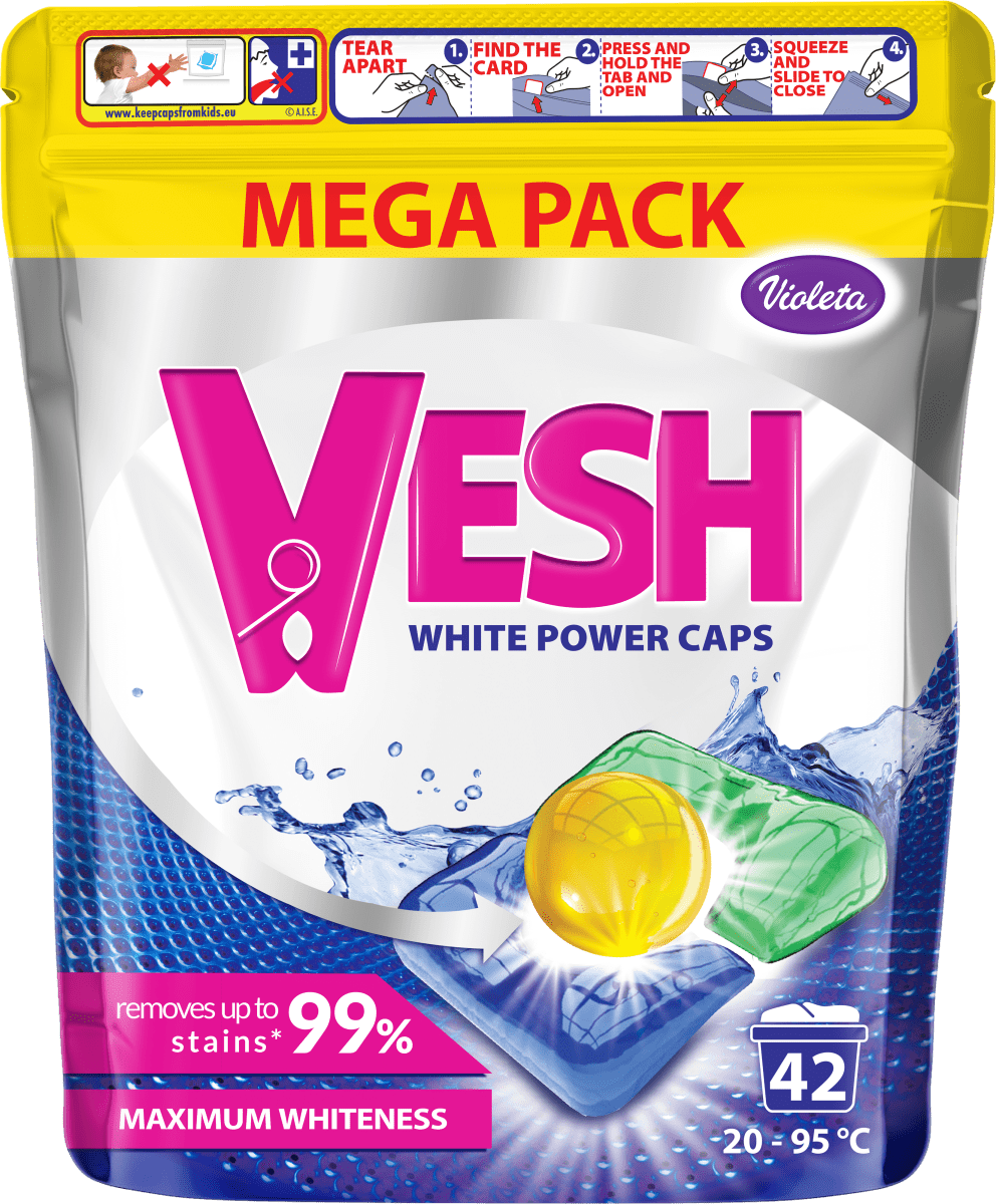 VESH White Power kapsule za veš, MEGA PACK, 42 kom
