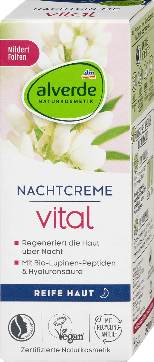 Vital noćna krema - sa peptidima organske lupine, 50 ml