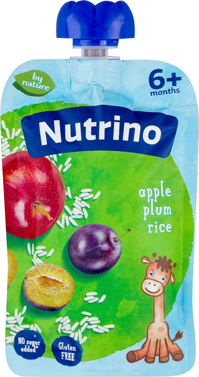Voćni pire - jabuka, šljiva i pirinač, od 6...., 100 g