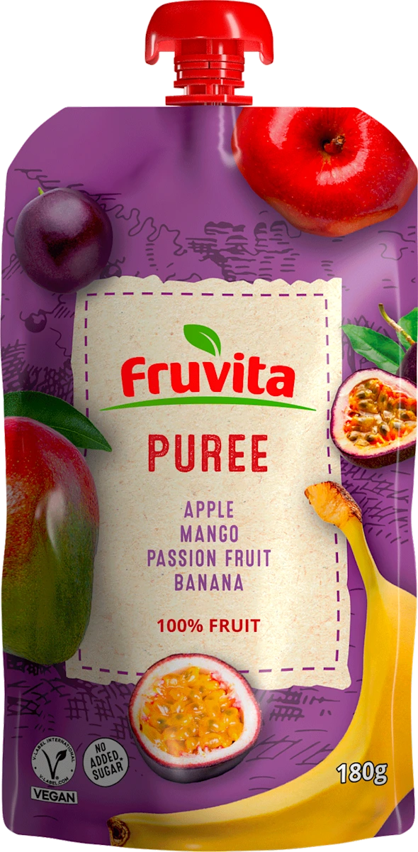 Voćni pire - jabuka, mango, marakuja i banana, 180 g